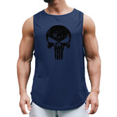 Skull Print Vasaros vyriški treniruoklių salės sportiniai batviršiai Tinkliniai greitai džiūstantys sportiniai drabužiai Kultūrizmas be rankovių marškinėliai Fitness Stringer Singlets