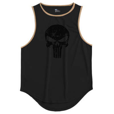 Skull Print Vasaros vyriški treniruoklių salės sportiniai batviršiai Tinkliniai greitai džiūstantys sportiniai drabužiai Kultūrizmas be rankovių marškinėliai Fitness Stringer Singlets