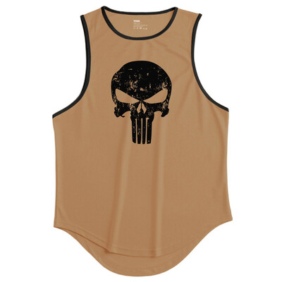 Skull Print Vasaros vyriški treniruoklių salės sportiniai batviršiai Tinkliniai greitai džiūstantys sportiniai drabužiai Kultūrizmas be rankovių marškinėliai Fitness Stringer Singlets