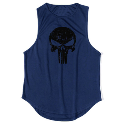 Skull Print Vasaros vyriški treniruoklių salės sportiniai batviršiai Tinkliniai greitai džiūstantys sportiniai drabužiai Kultūrizmas be rankovių marškinėliai Fitness Stringer Singlets