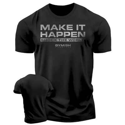 Tricou de antrenament imprimat 3D pentru bărbați, tricou cu mânecă scurtă de sală distractivă, top elastic respirabil