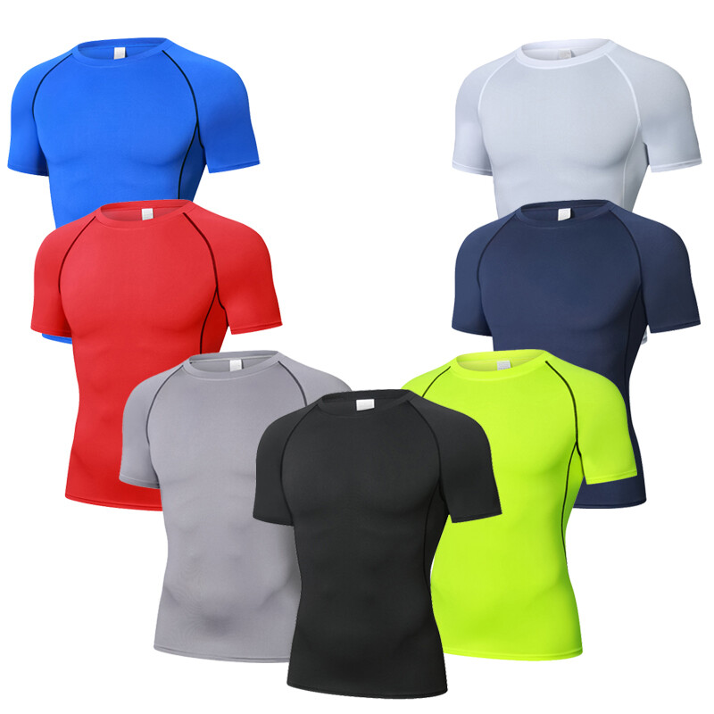 Tricouri albe de compresie pentru bărbați Topuri cu mânecă scurtă Tricou casual de gimnastică Tricou pentru bărbați cu uscare rapidă Tricouri de fotbal Îmbrăcăminte sportivă Îmbrăcăminte pentru bărbați