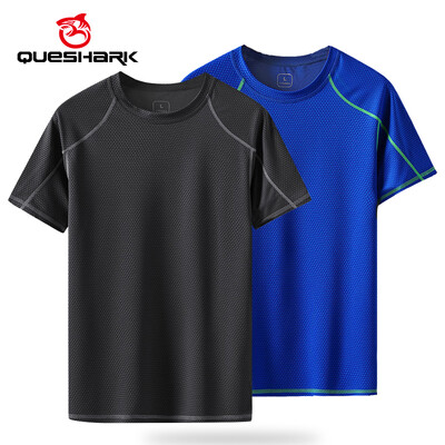 Queshark Tricou sport cu uscare rapidă pentru bărbați, camping, drumeții, călătorie, alergare, cămașă cu mânecă scurtă, sală, fitness, yoga, antrenament, topuri bărbat M-8XL