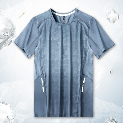 (S-6XL) Tricou din mătase de gheață cu uscare rapidă Bărbați Topuri Sport Elastic Respirabil Fitness Alergare Drumeții Sală de sport Cămașă cu mânecă scurtă Adolescenți