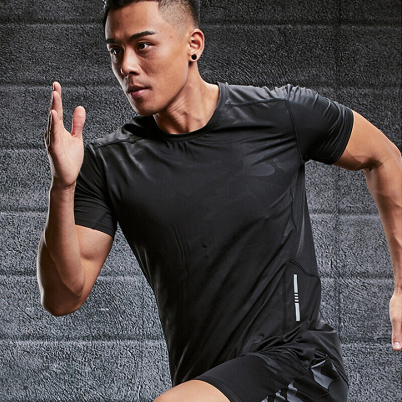 (S-6XL) Tricou din mătase de gheață cu uscare rapidă Bărbați Topuri Sport Elastic Respirabil Fitness Alergare Drumeții Sală de sport Cămașă cu mânecă scurtă Adolescenți