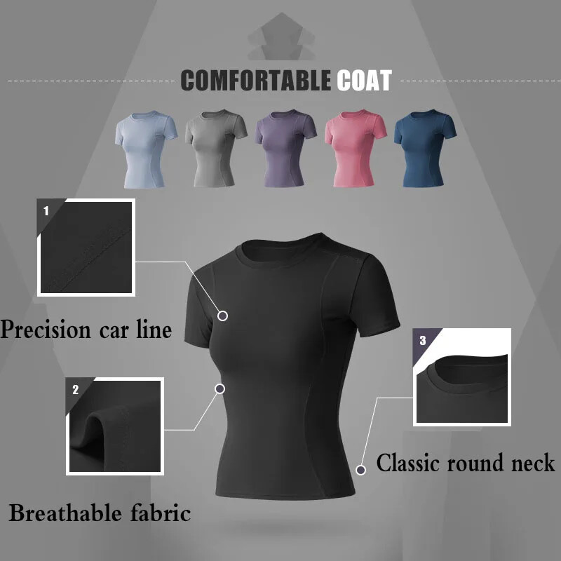 Aiithuug Cămăși de yoga cu mânecă scurtă Cămașă de alergare Antrenament de gimnastică Uscare rapidă Topuri moi, Tricou sport cu compresie, Crop Top simplu elastic