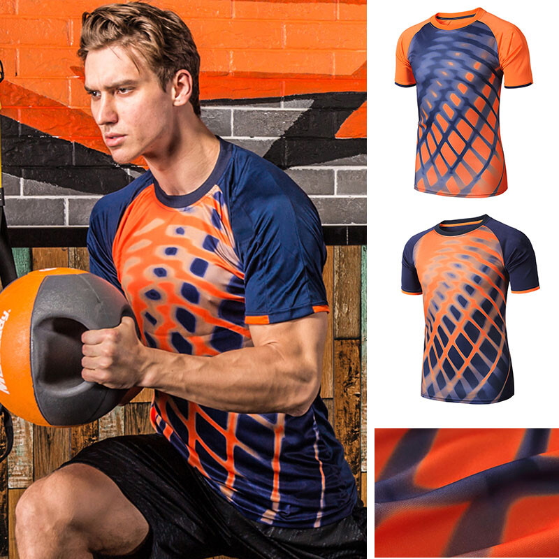 Tricouri de fotbal de marcă masculină Tricouri de fotbal de vară Tricou sport pentru alergare cu elastic pentru gimnastică Cămașă de fitness Top haine pentru bărbați 3XL