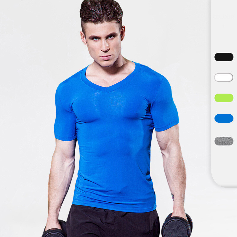 Tricou pentru antrenament și exerciții pentru bărbați, cu decolteu în V, cu uscare rapidă, tricou pentru antrenament pentru sală, cu compresie, jogging, sport, fitness, topuri, logo personalizat