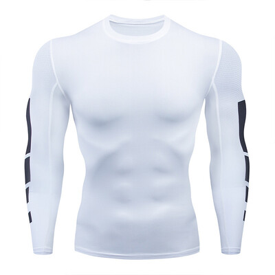 Tvirtai prigludę sportiniai marškinėliai Vyriški, greitai džiūstantys, spausdinti ilgomis rankovėmis, fitneso dviračių sporto bazės, prakaitą sugeriantys marškinėliai