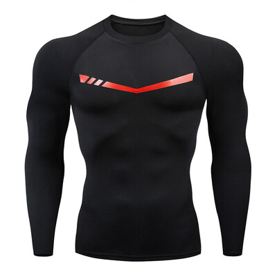 Tvirtai prigludę sportiniai marškinėliai Vyriški, greitai džiūstantys, spausdinti ilgomis rankovėmis, fitneso dviračių sporto bazės, prakaitą sugeriantys marškinėliai