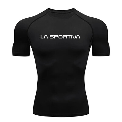 La Sportiva Tricou pentru bărbați Sport Fitness Tricou de compresie Îmbrăcăminte pentru bărbați Tricou cu mânecă scurtă Sală de gimnastică Alergare Culturism Top respirabil