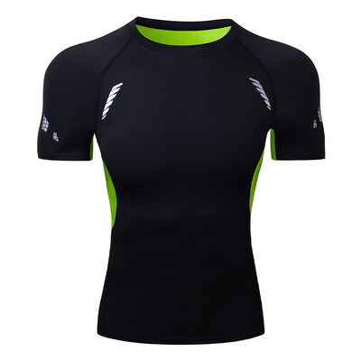 Cămăși de compresie pentru bărbați Mâneci scurte Antrenament de gimnastică Alergare Tricou Topuri cu uscare rapidă Strat de bază pentru atletism Tricou Rash Guard