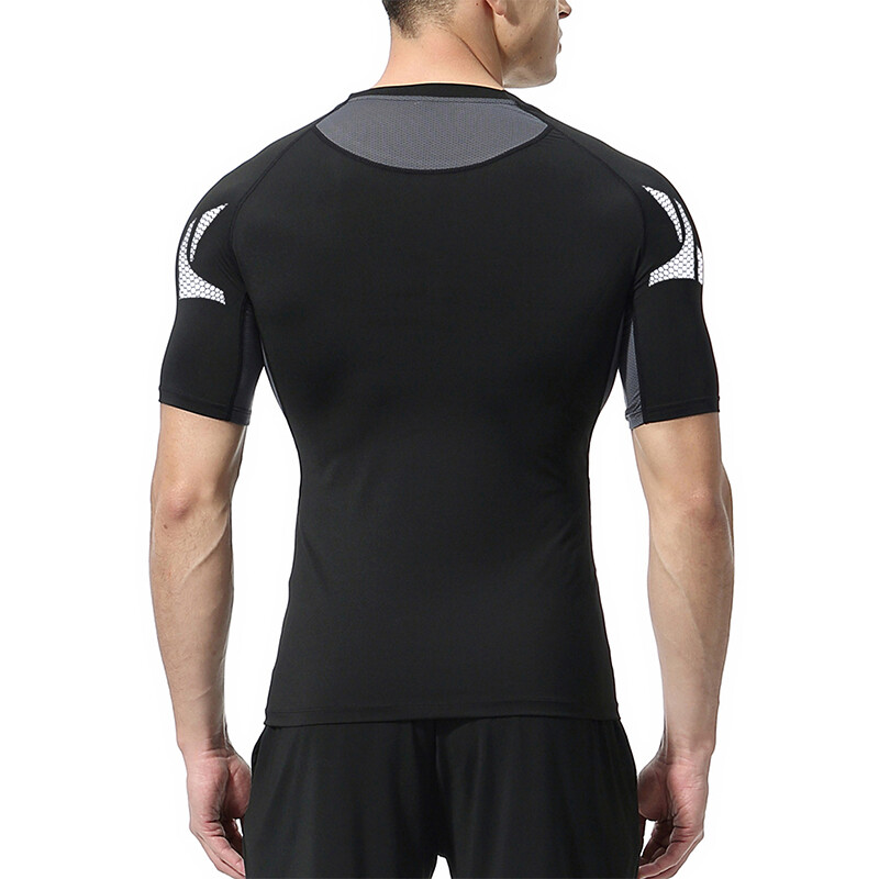 Cămăși de compresie pentru bărbați Mâneci scurte Antrenament de gimnastică Alergare Tricou Topuri cu uscare rapidă Strat de bază pentru atletism Tricou Rash Guard