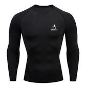 2024 Tricou cu mânecă lungă de compresie pentru antrenament pentru bărbați Tricou negru pentru antrenament de gimnastică Tricou cu uscare rapidă, respirabil