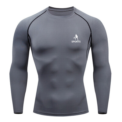 2024 Tricou cu mânecă lungă de compresie pentru antrenament pentru bărbați Tricou negru pentru antrenament de gimnastică Tricou cu uscare rapidă, respirabil