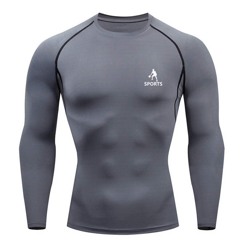 2024 Tricou cu mânecă lungă de compresie pentru antrenament pentru bărbați Tricou negru pentru antrenament de gimnastică Tricou cu uscare rapidă, respirabil