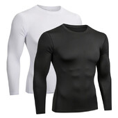 Мъжки компресионни тениски с дълъг ръкав, основен слой, бързосъхнещи тениски за бягане, спортни тренировъчни горнища за фитнес облекло