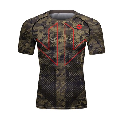 Cămașă grafică cu mânecă scurtă de compresie pentru bărbați Antrenament de sală pentru alergare Tricou Tricou Topuri Sportive cu uscare rapidă Maiouri de corp Straturi de bază