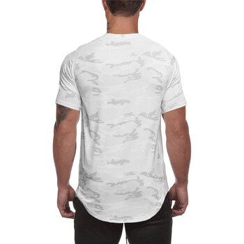 Ανδρικό αθλητικό μπλουζάκι Camouflage Slim Fit Casual με κοντό μανίκι που αναπνέει με πλέγμα γρήγορου στεγνώματος Cool πουκάμισο γυμναστήριο Bodybuilding Ρούχα γυμναστικής