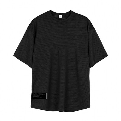 Topuri de fitness supradimensionate pentru bărbați Umerii căzuți Tricou cu mânecă scurtă de vară, plasă, cu uscare rapidă, pentru culturism