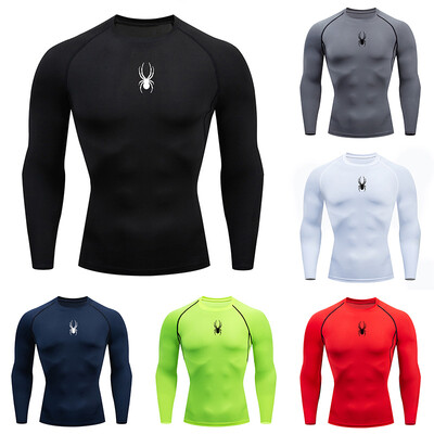 Tricou pentru fitness cu mâneci lungi pentru bărbați Tricou cu compresie pentru sală de sport Îmbrăcăminte sportivă de primăvară și toamnă Sport în aer liber Tricou pentru alergare Topuri