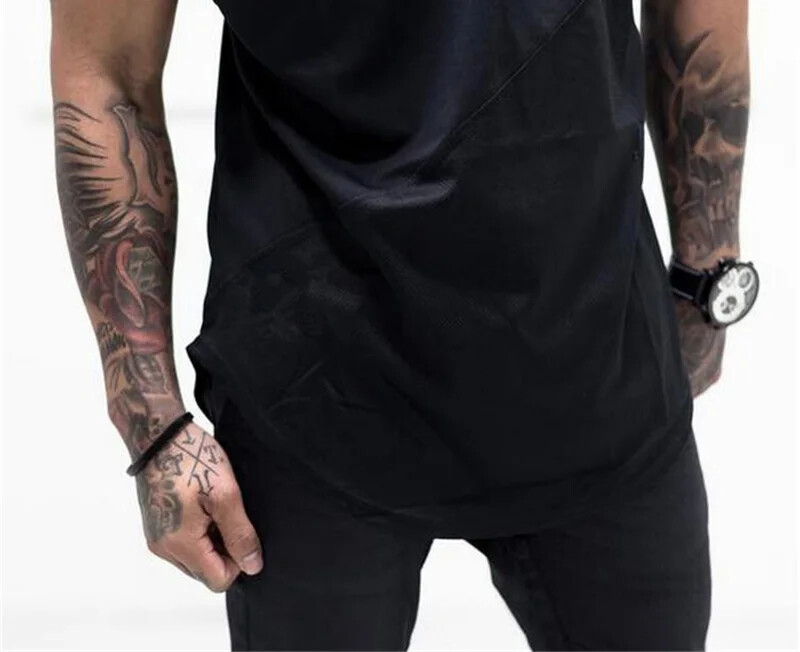 Cămăși respirabile din bumbac simplu mozaic, cu ochiuri de plasă, alergare, mâneci scurte, sport, tricouri, sală, fitness, culturism, îmbrăcăminte musculară