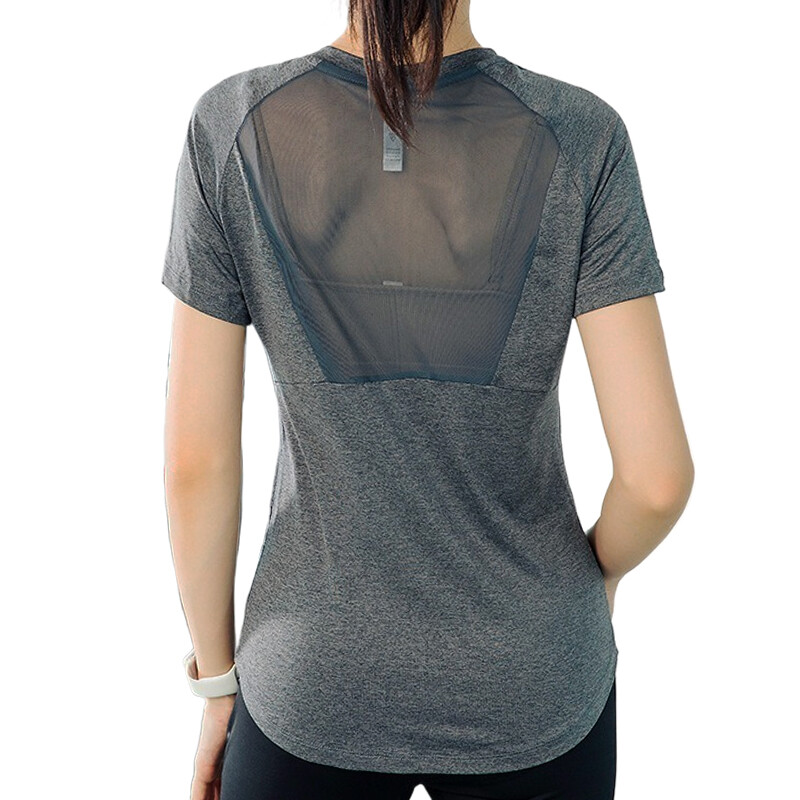PofyBofy ātri žūstošs, elpojošs siets, savienojams ar apavu kaklu, slaids, elastīgs, īsās piedurknes sieviešu jogas T-krekls fitnesa treniņu topi