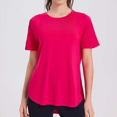 Tricou de yoga cu mânecă scurtă de vară, pentru femei, cu gât lar, pentru alergare în aer liber, cămașă de gimnastică, respirabilă, cu uscare rapidă, îmbrăcăminte sportivă pentru femei