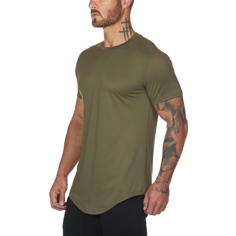 Tricou cu plasă de culoare solidă, cu uscare rapidă, respirabil, pentru alergare, sport, mâneci scurte, mai sus, tricou, sală, culturism, fitness, cămașă slim fit
