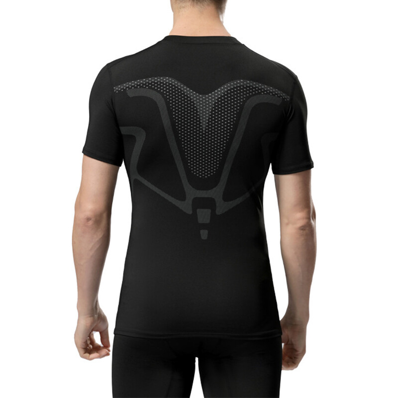 Stilīgi kompresijas krekli ar īsām piedurknēm vīriešiem sporta zālei, skriešanai ātri nožūstošs T-krekls, topi Vasaras sporta apakškrekls Rash Guard