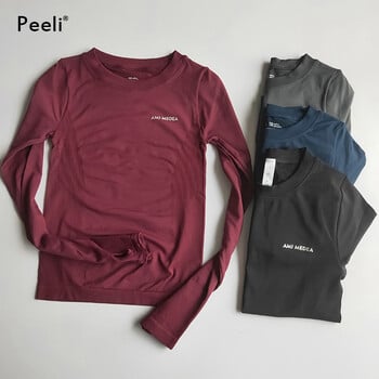 Peeli μακρυμάνικα πουκάμισα γιόγκα Sport Top Fitness Yoga Top Gym Κορυφαία αθλητικά ρούχα για γυναίκες Gym Femme Jersey Mujer Running Tshirt