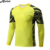 Vīriešu futbola vārtsargu topi vārtsargu formas tērps ar garām piedurknēm aizsargājošs polsterēts krekls futbola spēles treniņu kostīms, sporta apģērbs