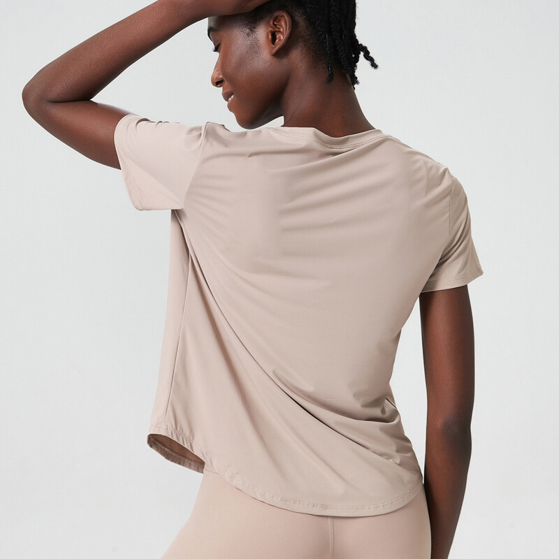 Tricou de yoga cu mânecă scurtă de vară, pentru femei, de culoare uni, cămașă moale pentru alergare, ușoară, respirabilă, cu uscare rapidă, bluză de top pentru fitness