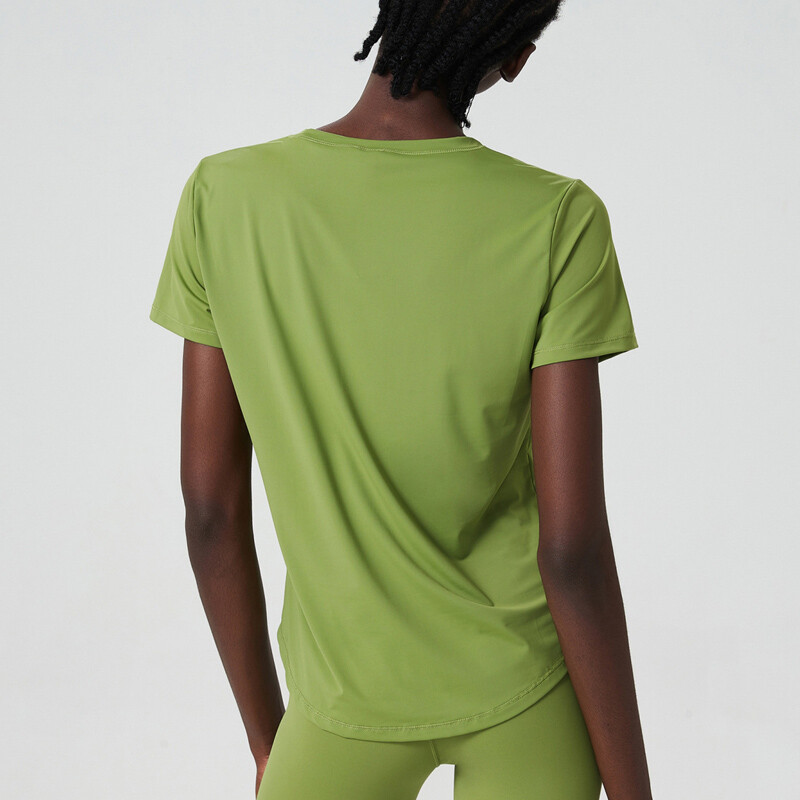 Tricou de yoga cu mânecă scurtă de vară, pentru femei, de culoare uni, cămașă moale pentru alergare, ușoară, respirabilă, cu uscare rapidă, bluză de top pentru fitness