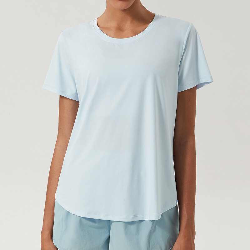 Tricou de yoga cu mânecă scurtă de vară, pentru femei, de culoare uni, cămașă moale pentru alergare, ușoară, respirabilă, cu uscare rapidă, bluză de top pentru fitness