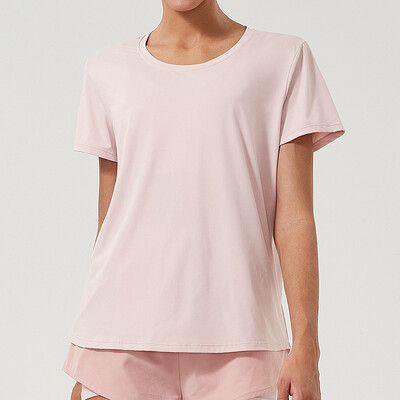 Tricou pentru alergare sport pentru femei cu mânecă scurtă, la modă, cu gât rotund, cu tivul despicat, cămașă moale pentru yoga pentru gimnastică, bluză de antrenament respirabilă pentru femei