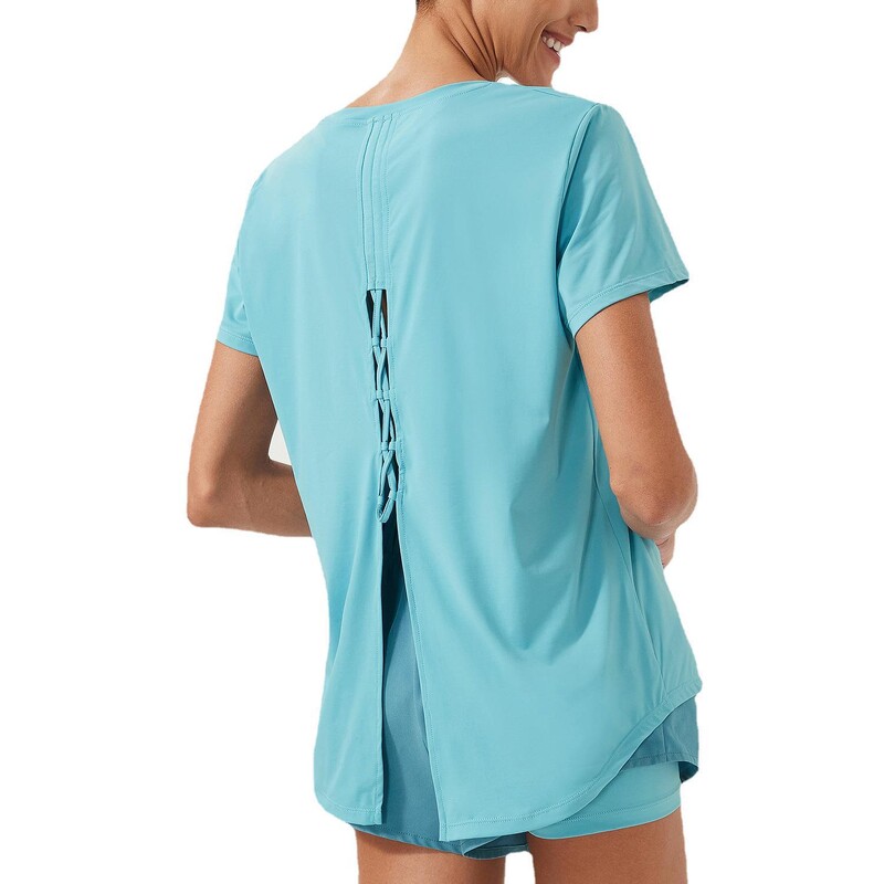 Tricou pentru alergare sport pentru femei cu mânecă scurtă, la modă, cu gât rotund, cu tivul despicat, cămașă moale pentru yoga pentru gimnastică, bluză de antrenament respirabilă pentru femei