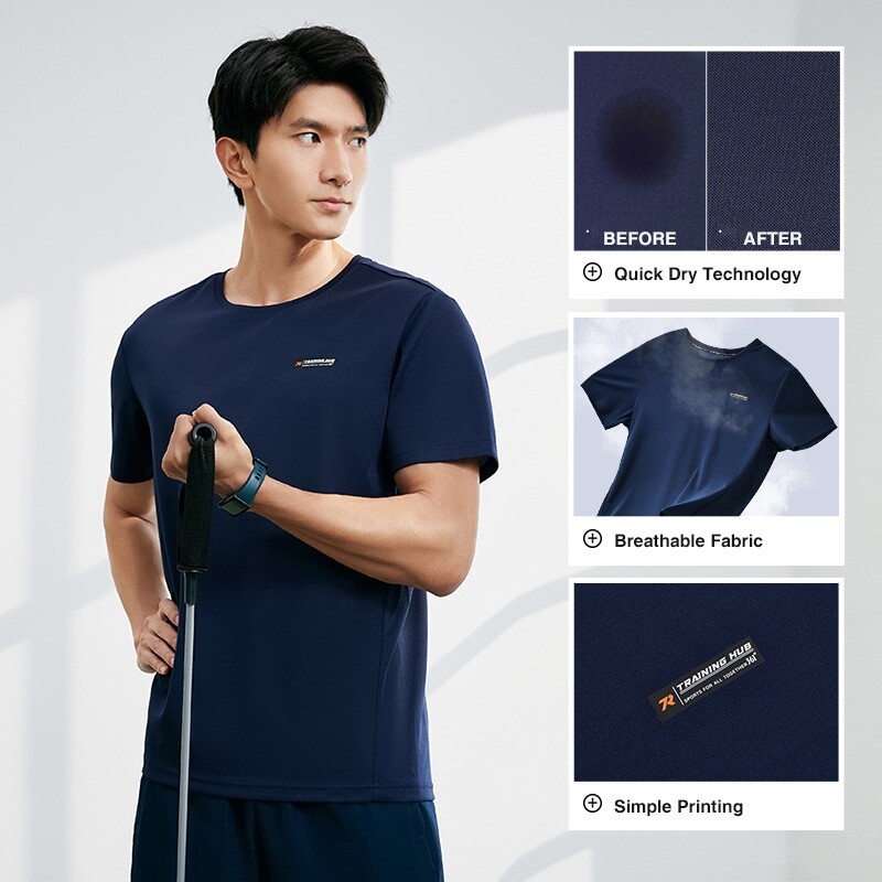 361 de grade Bărbați Tricou cu mâneci scurte Respirabil Uscare rapidă Gât rotund Antrenament Fitness Top Sport Bărbați 652324112J