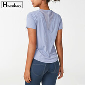 Nud plasă respirabil Yoga cu mânecă scurtă Fitness Sport Top Tricouri cu uscare rapidă Antrenament alergare Push Up Top Femei Îmbrăcăminte de gimnastică S-XL