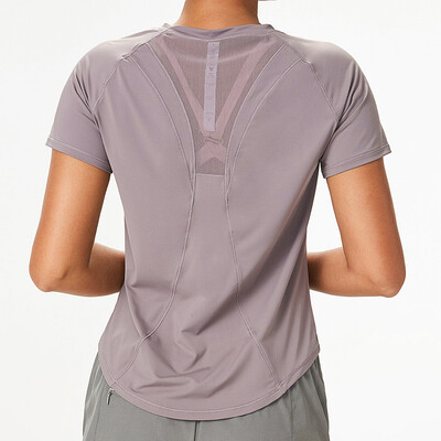 Nud plasă respirabil Yoga cu mânecă scurtă Fitness Sport Top Tricouri cu uscare rapidă Antrenament alergare Push Up Top Femei Îmbrăcăminte de gimnastică S-XL