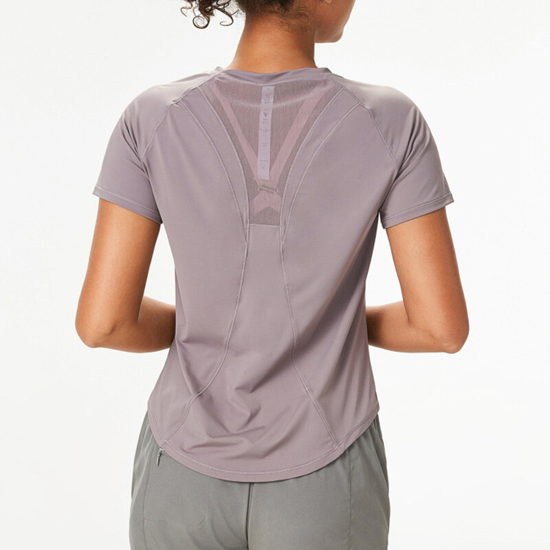 Nud plasă respirabil Yoga cu mânecă scurtă Fitness Sport Top Tricouri cu uscare rapidă Antrenament alergare Push Up Top Femei Îmbrăcăminte de gimnastică S-XL