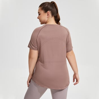 Plus Size Sportswear Woman Gym 2024 Yoga Ρούχα Γυναικεία μπλουζάκι με κοντό μανίκι Fitness Top αναπνέον λεπτό κάλυμμα για τρέξιμο