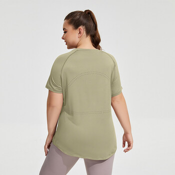 Plus Size Sportswear Woman Gym 2024 Yoga Ρούχα Γυναικεία μπλουζάκι με κοντό μανίκι Fitness Top αναπνέον λεπτό κάλυμμα για τρέξιμο