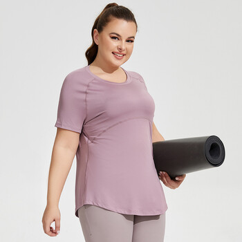 Plus Size Sportswear Woman Gym 2024 Yoga Ρούχα Γυναικεία μπλουζάκι με κοντό μανίκι Fitness Top αναπνέον λεπτό κάλυμμα για τρέξιμο