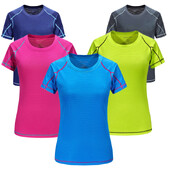 Tricou sport pentru femei, cu uscare rapidă, cu gât rotund, Cămașă pentru fitness, antrenor cu mânecă scurtă, Tricou pentru alergare, îmbrăcăminte solidă, respirabilă