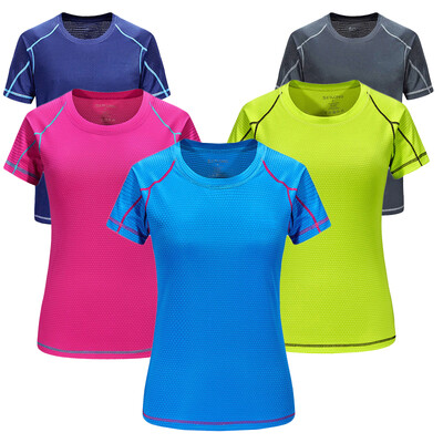 Tricou sport pentru femei, cu uscare rapidă, cu gât rotund, Cămașă pentru fitness, antrenor cu mânecă scurtă, Tricou pentru alergare, îmbrăcăminte solidă, respirabilă