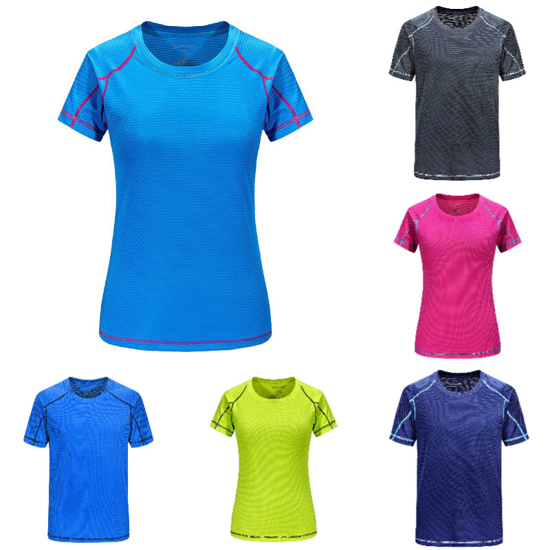 Tricou sport pentru femei, cu uscare rapidă, cu gât rotund, Cămașă pentru fitness, antrenor cu mânecă scurtă, Tricou pentru alergare, îmbrăcăminte solidă, respirabilă