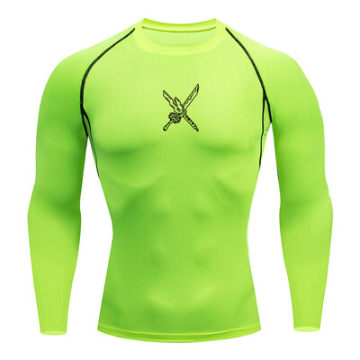 Cămașă cu mânecă lungă cu grafică de compresie pentru bărbați Topuri atletice cu uscare rapidă Antrenament de gimnastică Maiouri de corp pentru alergare Straturi de bază Rash Guard
