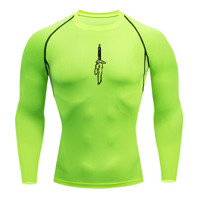 Cămașă cu mânecă lungă cu grafică de compresie pentru bărbați Topuri atletice cu uscare rapidă Antrenament de gimnastică Maiouri de corp pentru alergare Straturi de bază Rash Guard