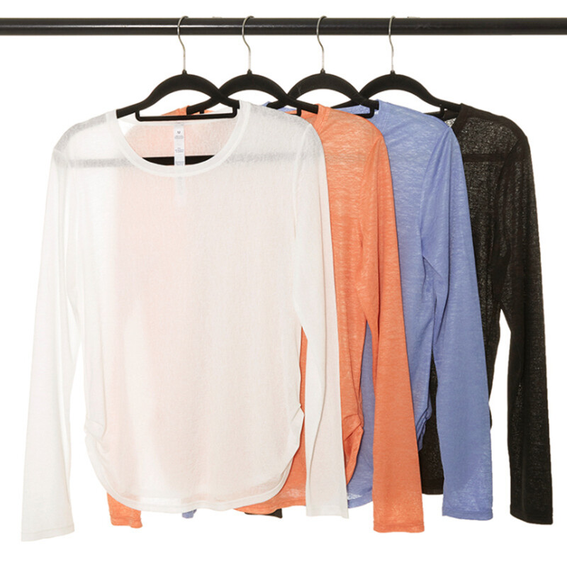 Cămașă pentru yoga cu mânecă lungă, plisată laterală, pentru antrenament, top pentru sală, respirabil, uscare rapidă, pentru alergare, haine sportive pentru femei